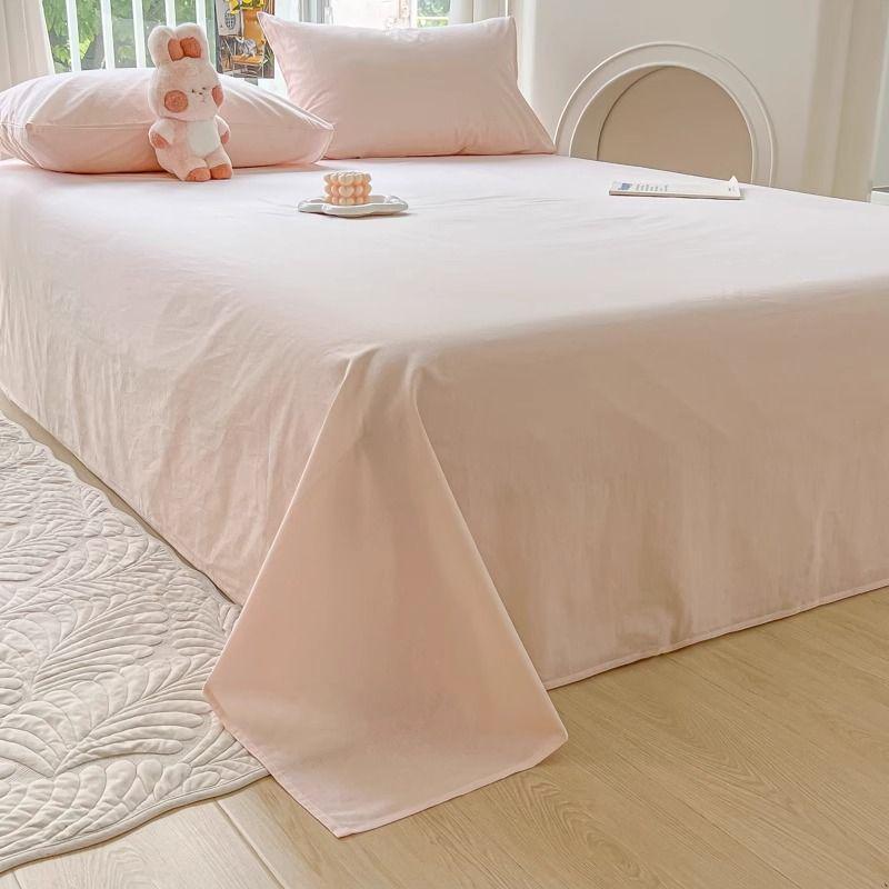 Cream Style Plaid Solid Non-slip Bed Sheet For Student Dorm Single Double Household Bed