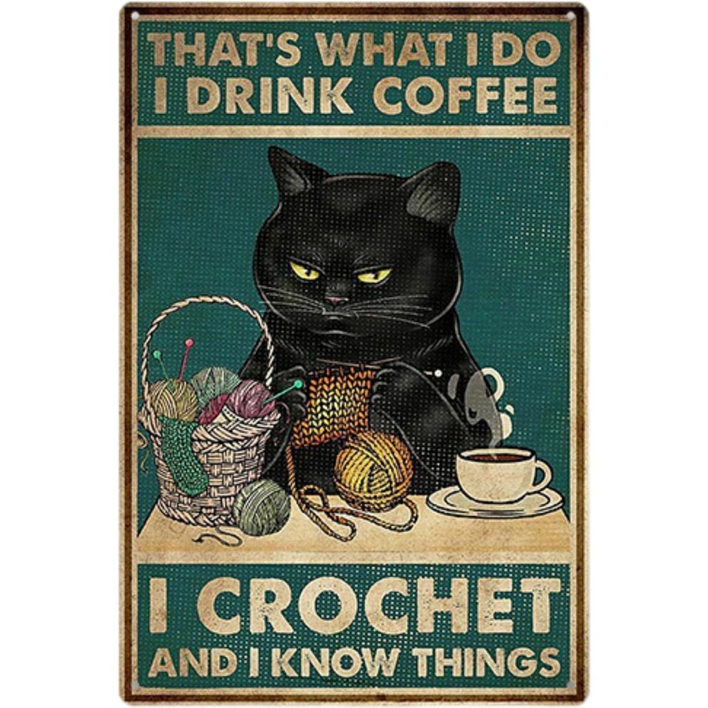 Panou Metalic Retro Pisică 1 Semn Perete Semn NYANDELMO, A, 20x30cm, Placă, Agățat, 4 Găuri, Ușor, Vintage, American, Englez, ND-0293-R04-A-Cat-A-16