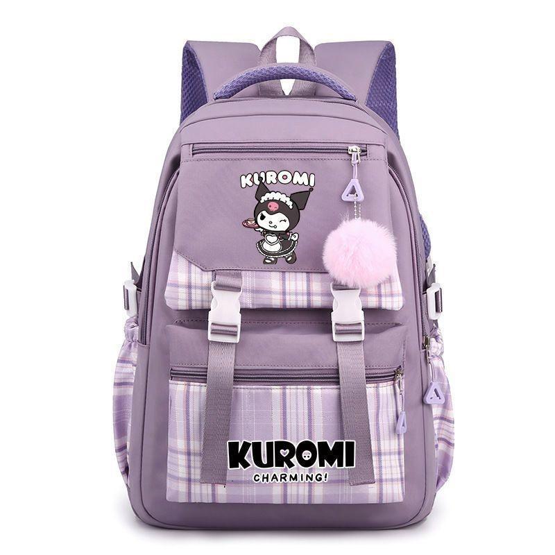 Zaino a Libro di Kuromi per Bambini Zaino in Nylon con Cartone Animato di Ragazza per Viaggi e Scuola