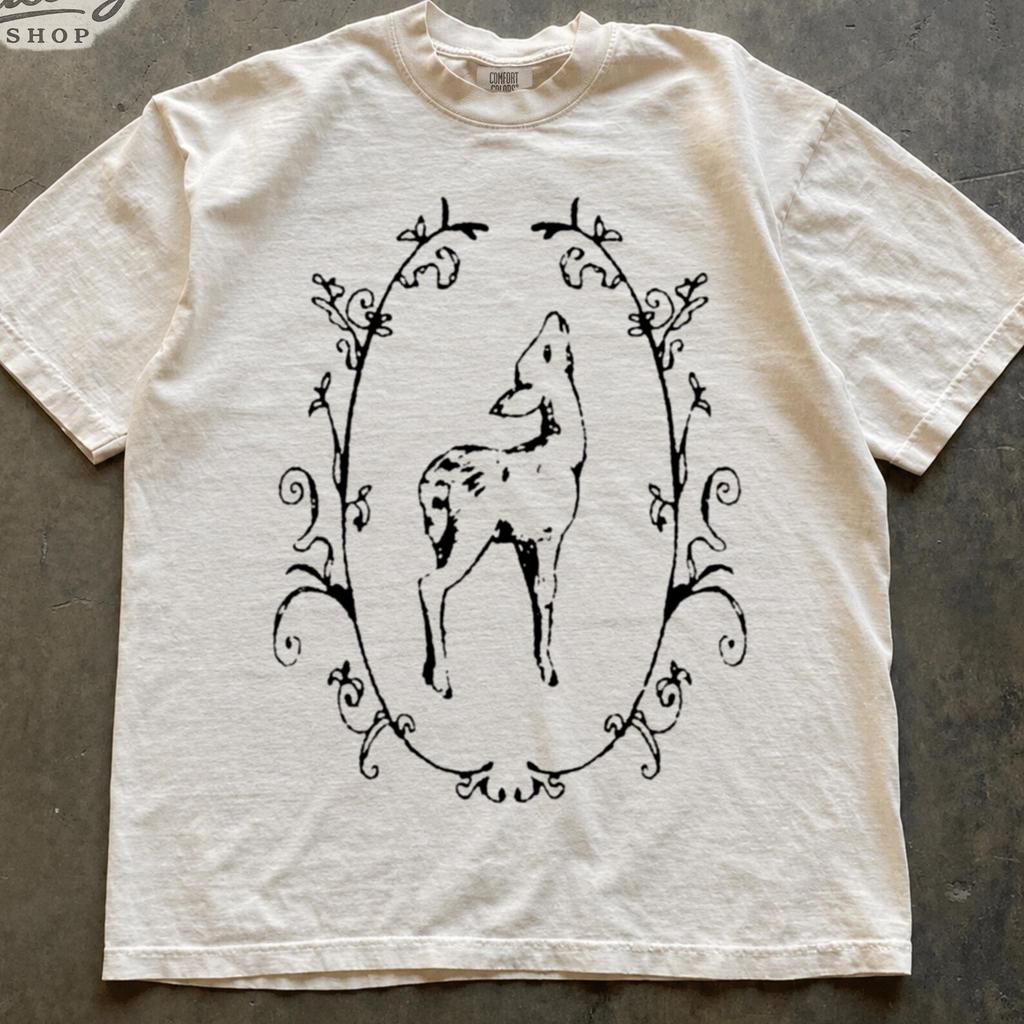 Vintage Fawn T-Shirt, Woodland Deer Shirt, Cottagecore Shirt, Forest Animal Tee, Botanical Deer Graphic Tee, Nature Lover Gift