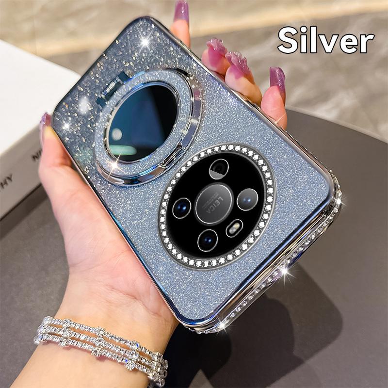 Pro Huawei Mate 40 50 60 Diamantové Pokovení Nárazuvzdorné Pouzdra s Magnetickým Držákem Mate 50 Luxusní Zrcadlový Třpytivý Kryt Pouzdro Mate 60 Pro