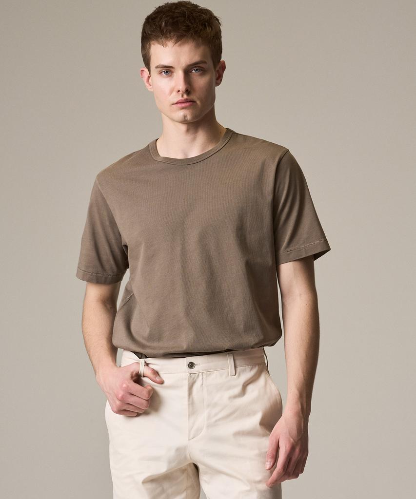 Laijeuaenbillou Garment-Dyed Everyday Cotton T-Shirt Brown (Standard Fit) (Type A)
