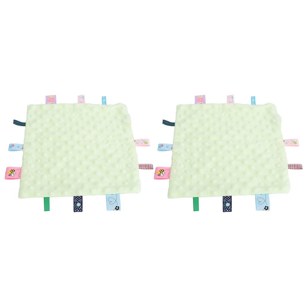 2 Stück Babyetiketten Sicherheitsdecke Reine Baumwolle 3D Partikel Sensorische Entwicklung Baby Komfortdecke mit bunten Etiketten