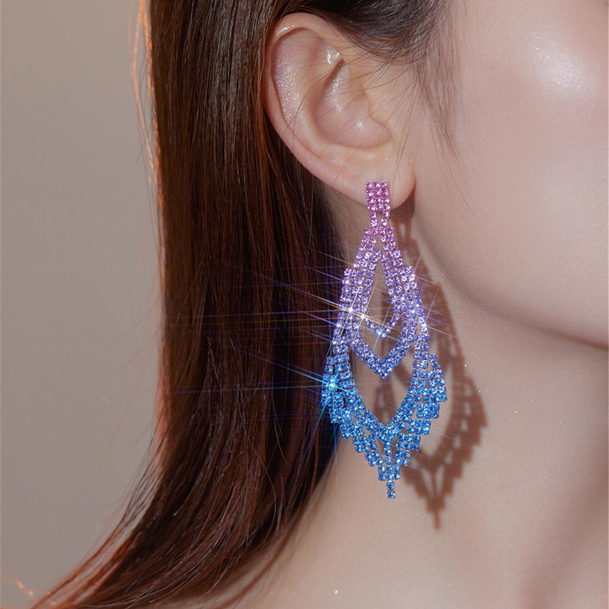 

Новые ювелирные изделия Senior Sense Of Super-Flash, длинные серьги с бриллиантами, роскошные свадебные серьги, женские серьги, 1 пара