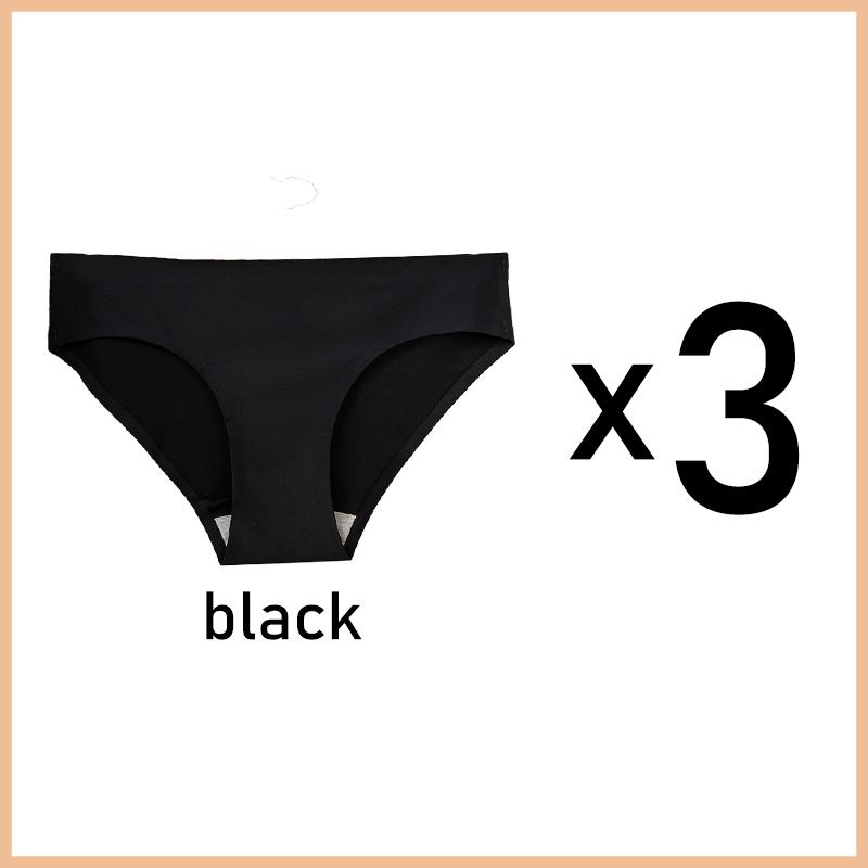 

3 шт./лот M-3XL размера плюс, однотонные бесшовные трусики, женские прозрачные мягкие трусы с низкой талией, женское нижнее белье M