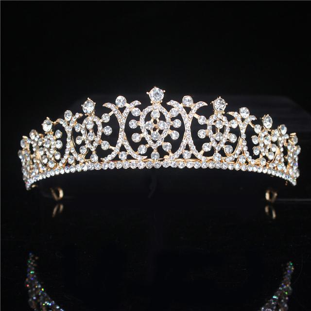 Fashion Rhinestone Pearls Crown Headband Gorgeous Tiaras And Crowns Wedding Head Ornaments Bridal Hair Jewelry Accessories