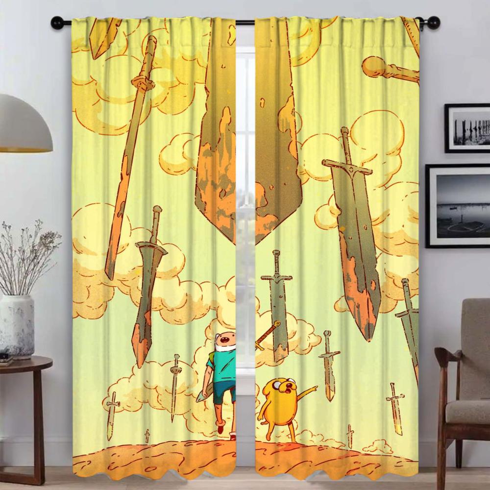 

A-Adventure TimeS Shades Curtains Child Room Halloween Decoration Window Curtain for Room 2 Panel Home Interior Curtains Living W50xH70cmx2pcs-CL