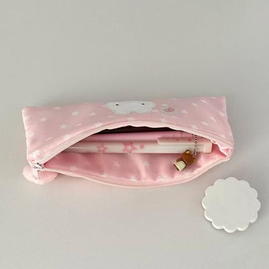 Student Stationery Bag Star Pattern Multi-Tiered Design Zipper Closure Sustainable Desk Organizer School Supplies