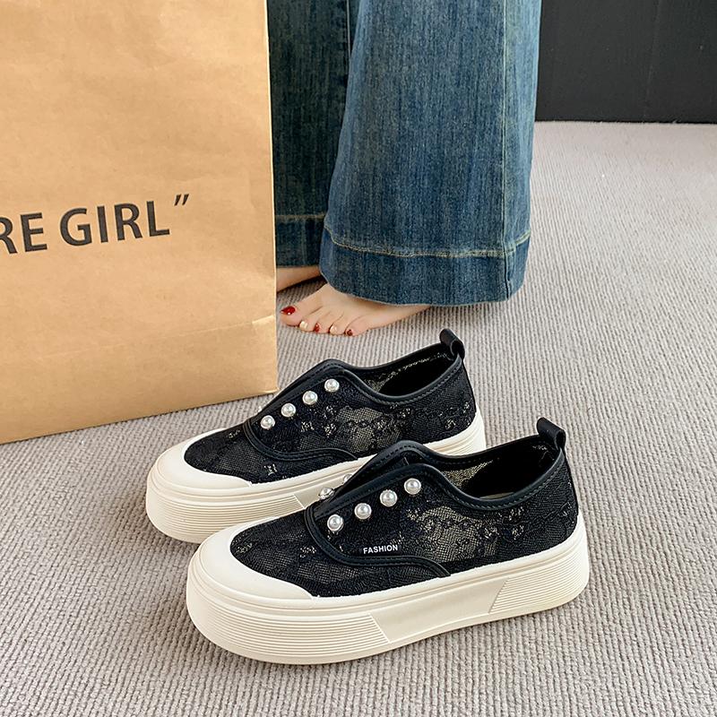 

CRLAYDK Женские кружевные жаккардовые слипоны, кеды для скейтборда, дышащие эластичные повседневные для ходьбы, теннисные для дам 40