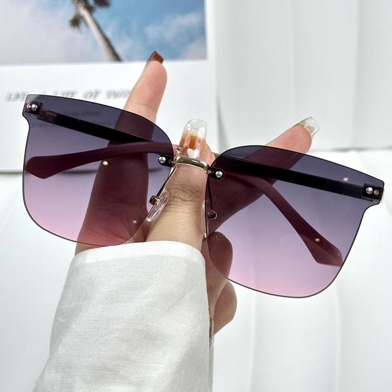 Fashion New Large Frameless Sunglasses Personality Gradient Color Trendy Accessories Sun Glasses UV Protection Female