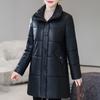 Middle Age Woman Winter Long Faux Sheepskin Coats Elegant Thick Warm Winter Parkas Female Leather Jacket