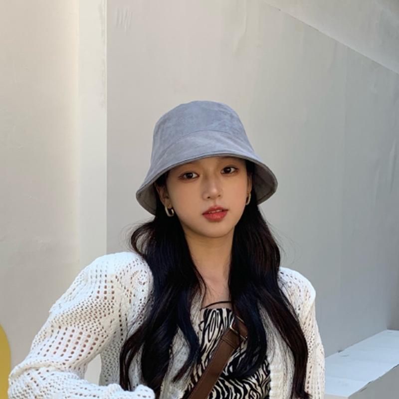 All-match Retro Suede Basin Hat Fashion Fisherman Hat Windproof Bucket Hat for Fall Winter Daily Wear Morning Workout