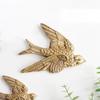Garneck Set of 3 Vintage Brass Flying Geese Wall Art Sculptures - Gold Bird Wall Decor for Home - Bedroom or Garden Elegant 3D Wall Hanging Ornament