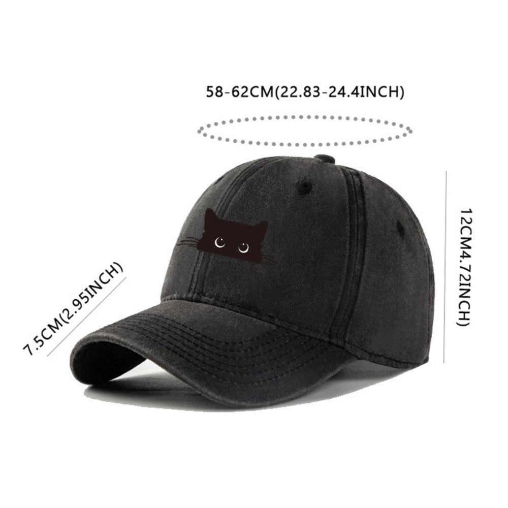 Versatile Sunscreen Cat Print Baseball Cap Sweet Peaked Cap Cartoon Baseball Hat Fashion Cute Cotton Baseball Cap Outdoor