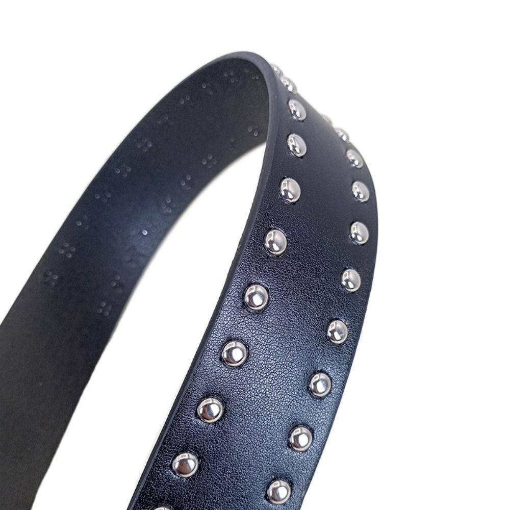 Double Hole Eyelet Grommet Gothic Waistband Trendy PU Leather Waistband Vintage Buckle Waist Belt