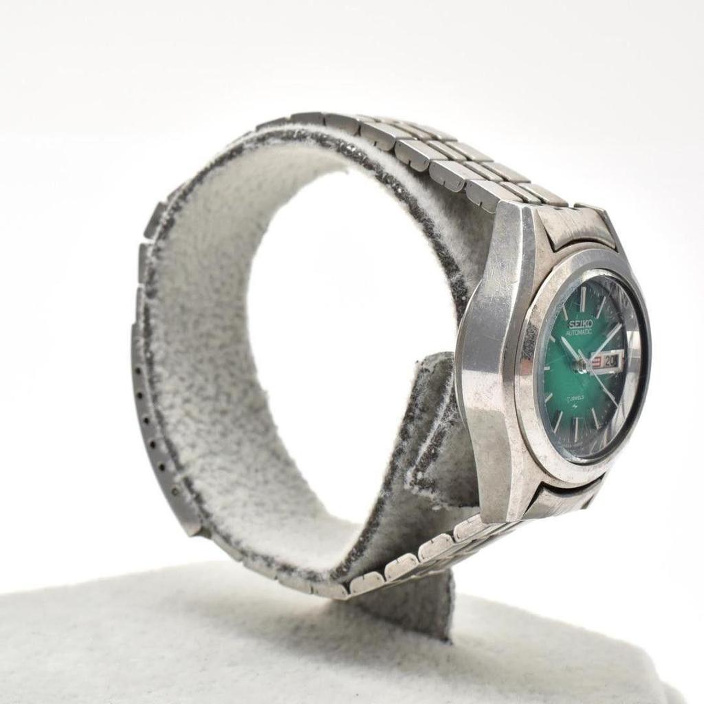 Used Working item SEIKO Seiko ladies watch automatic winding green dial 17 stones
