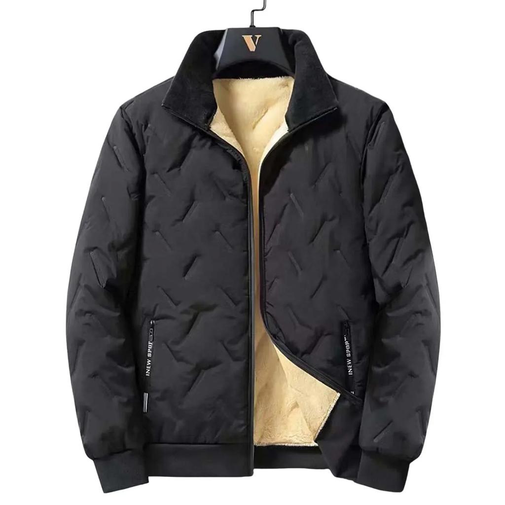 Men's Winter Thickened Fleece Jackets Windproof Snow Coats Men Outerwear Cropped Woolen Parka Coat Warm Bomber Overcoat