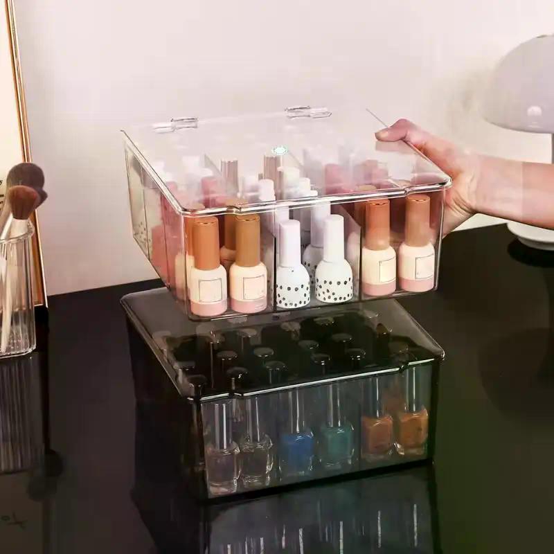 Transparent Nail Polish Storage Box-flip Top Type, Suitable For Lipstick, Perfume, Essence, 9-cell Large Capacity Jewelry Box
