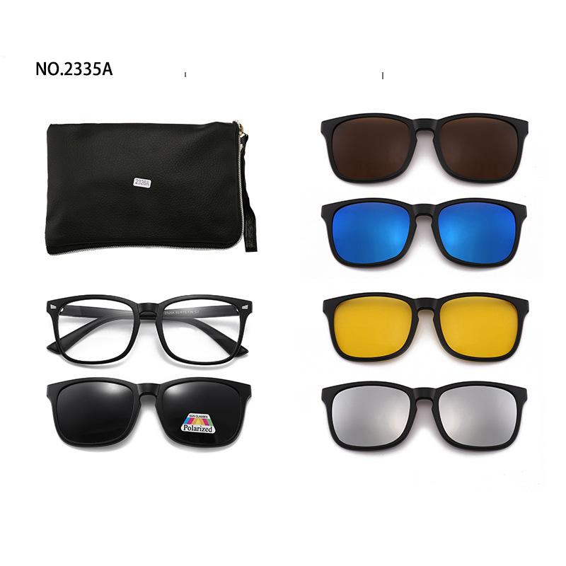 6 In 1 Men Women Optical Magnetic Sunglasses Clip Magnet Clip on Sunglasses Polaroid Clip on Sun Glasses WIth Box