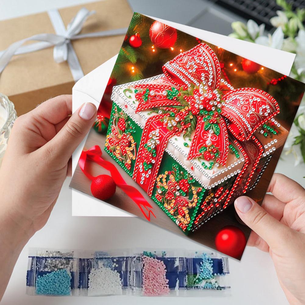12pcs DIY Rhinestone Diamond Art Mosaic Postcards Xmas Pattern Diamond Art Handmade Cards Thank You Cards and Holiday Blessings