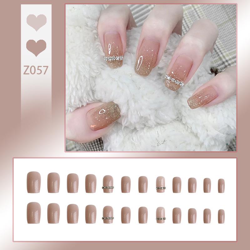 

Bridal Pink Diamond Press-On Nails with Meteor Crushed Finish and Removable Nail Art Stickers With Glue