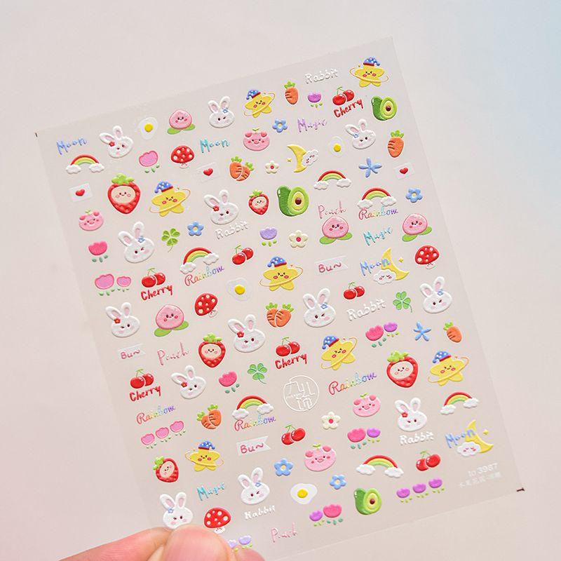 

2024 New Year Japanese Wild Flower Embossed Nail Stickers Three-Dimensional Color Flowers Gingham Daisy Nail Sticker Decorations to3987 (Fruit Garden) relief