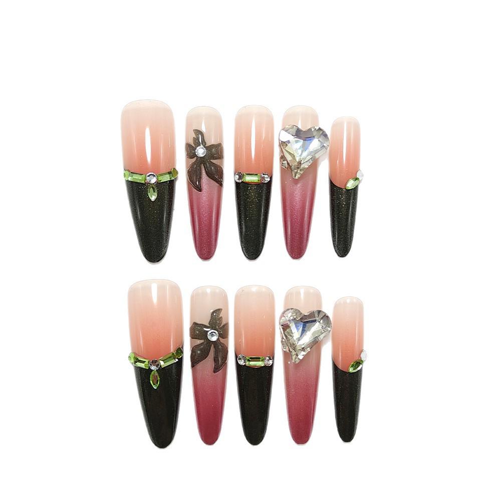 High-End French Autumn/Winter Black Cat Eye Sweet Cool Fake Nails
