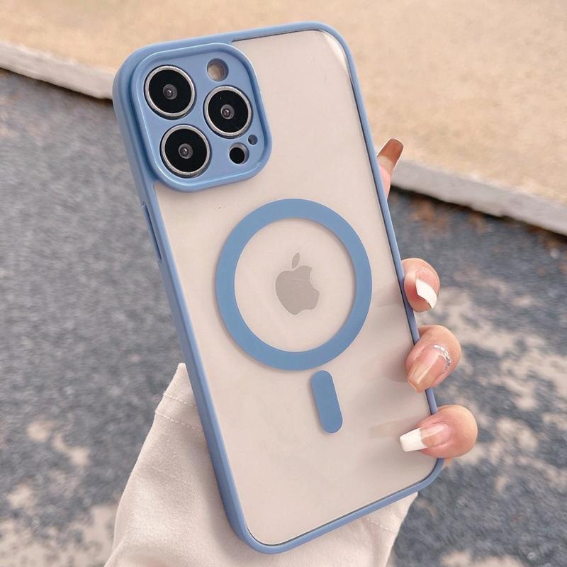 Luxury Magsafe Wireless Charge Phone Case For iPhone 11 12 13 14 15 Pro Max Plus Magnetic Bumper Transparent Cases Cover