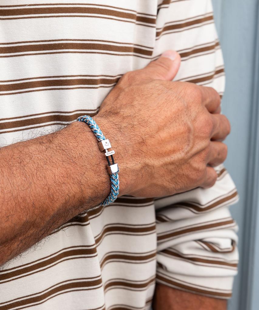 Pig&Hen Catena Foxtail Bracelet - Summer Blue X Silver