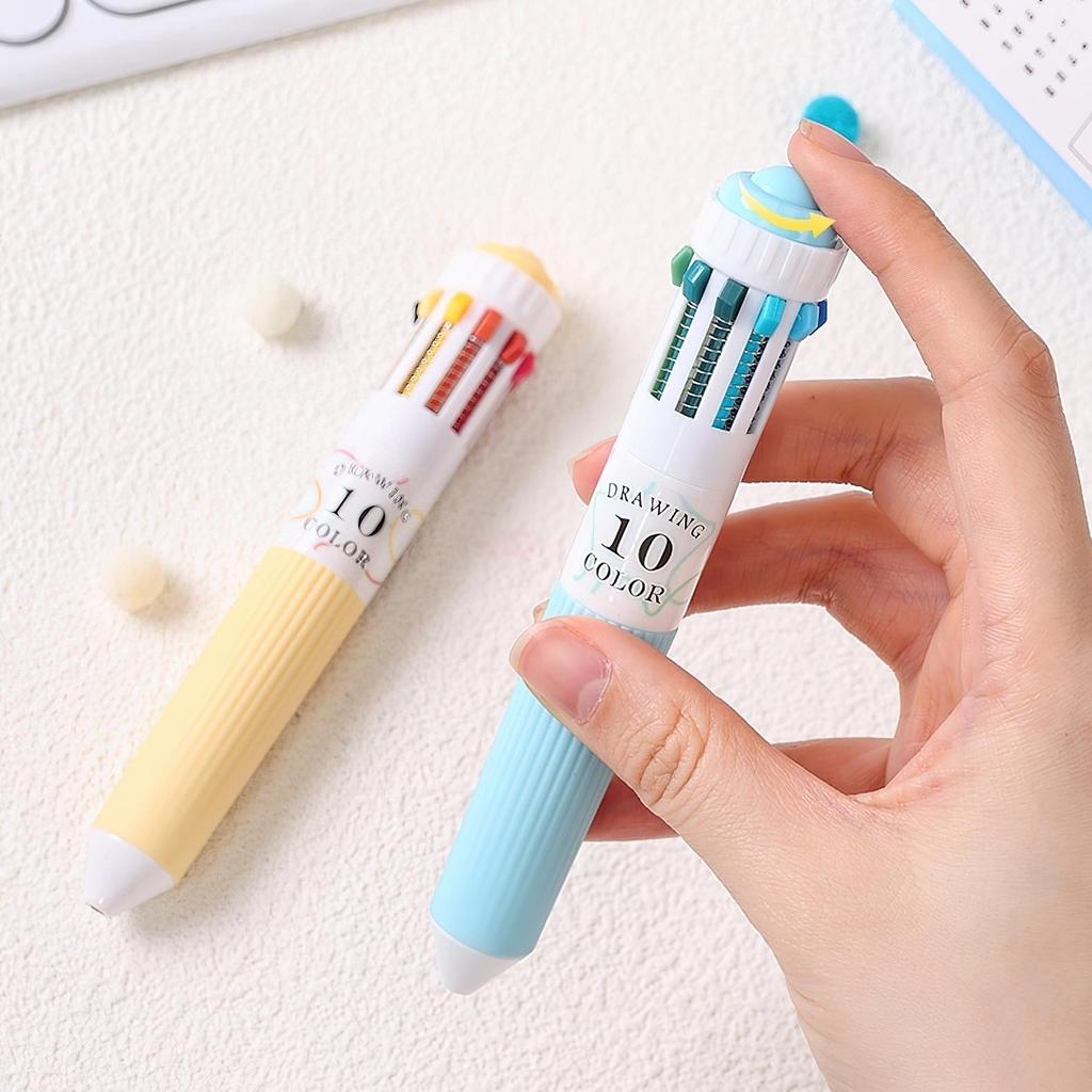 1/3pcs Colorful Drawing Ballpoint Pen 0.5mm 10 In 1 Roller Ball Pen Spot Liner Marker Highlighter Office School