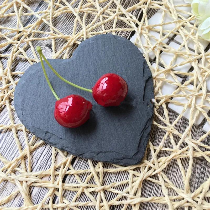 Black Solid Natural Slate Heart Shaped Dinner wedding Plate Barbecue Tray Cake Sushi Stone Dinner Cheese Pizza Flat Food Tray