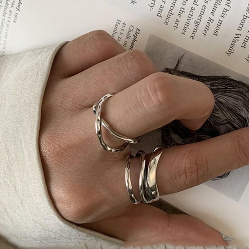 925 Sterling Silver Vintage Cross Winding Finger Rings for Women Couple Minimalist Party Jewelry Gift Prevent Allergy