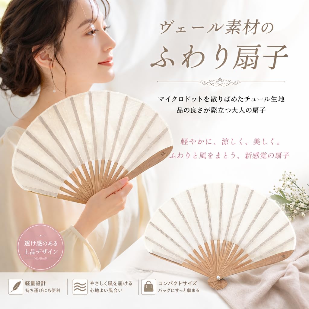 Shoroku Fluffy in a paulownia wood with fan Day [Nishikawa Shoten] veil-material fan, box, case, lace, navy, Mother's gift, women's, ladies', navy.