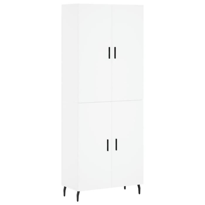 VidaXL Buffet haut Blanc 69,5x34x180 cm Bois d'ingénierie 3195691