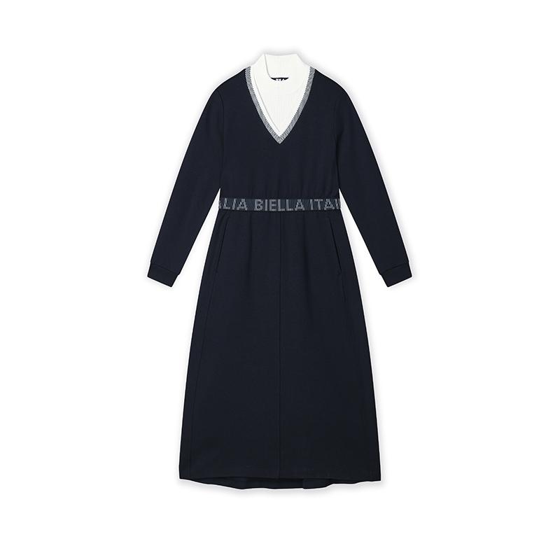 

Fila Повседневное модное вязаное платье с длинным рукавом Женские платья Легендарно-синий F11W514301FNV S