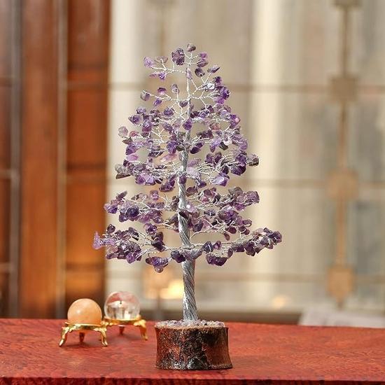 Crocon Gemstone Money Tree Feng Shui Bonsai for Good Luck Energy Generator Reiki Healing Chakra Stone Balancing