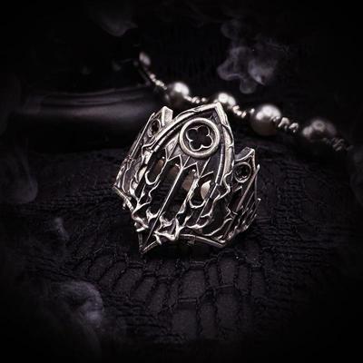 Unique Cross Burning Cathedral Gothic Relief Window Hollow Carved Adjustable Alloy Open Ring For Daily Wear Jewelry Gift