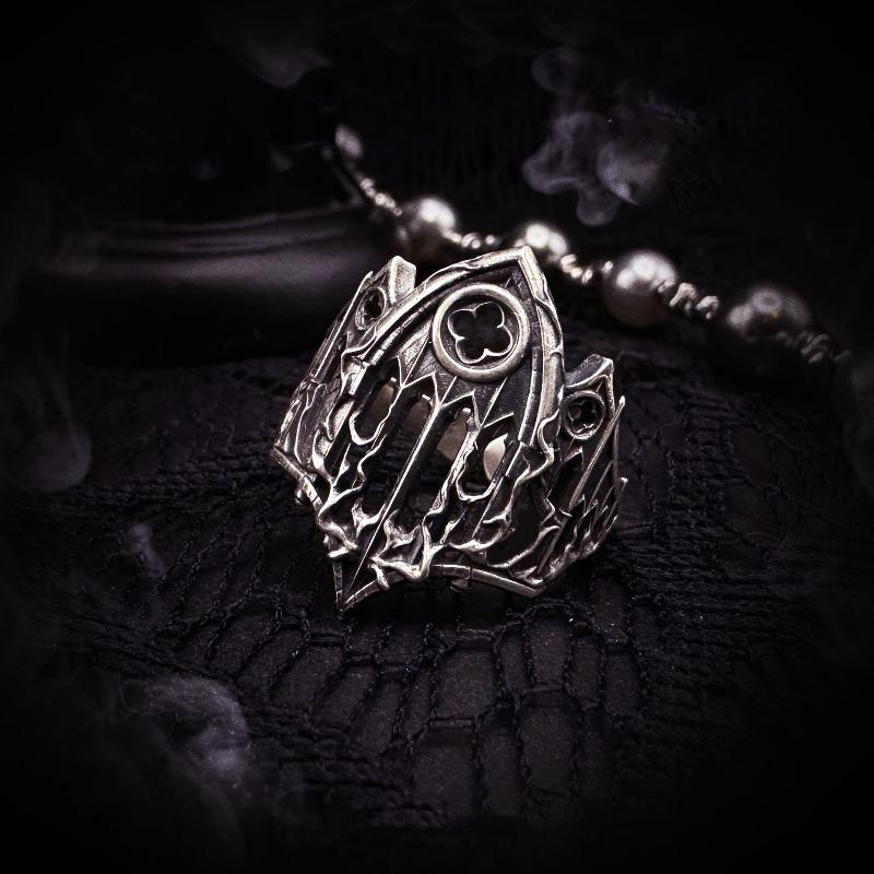 Unique Cross Burning Cathedral Gothic Relief Window Hollow Carved Adjustable Alloy Open Ring For Daily Wear Jewelry Gift