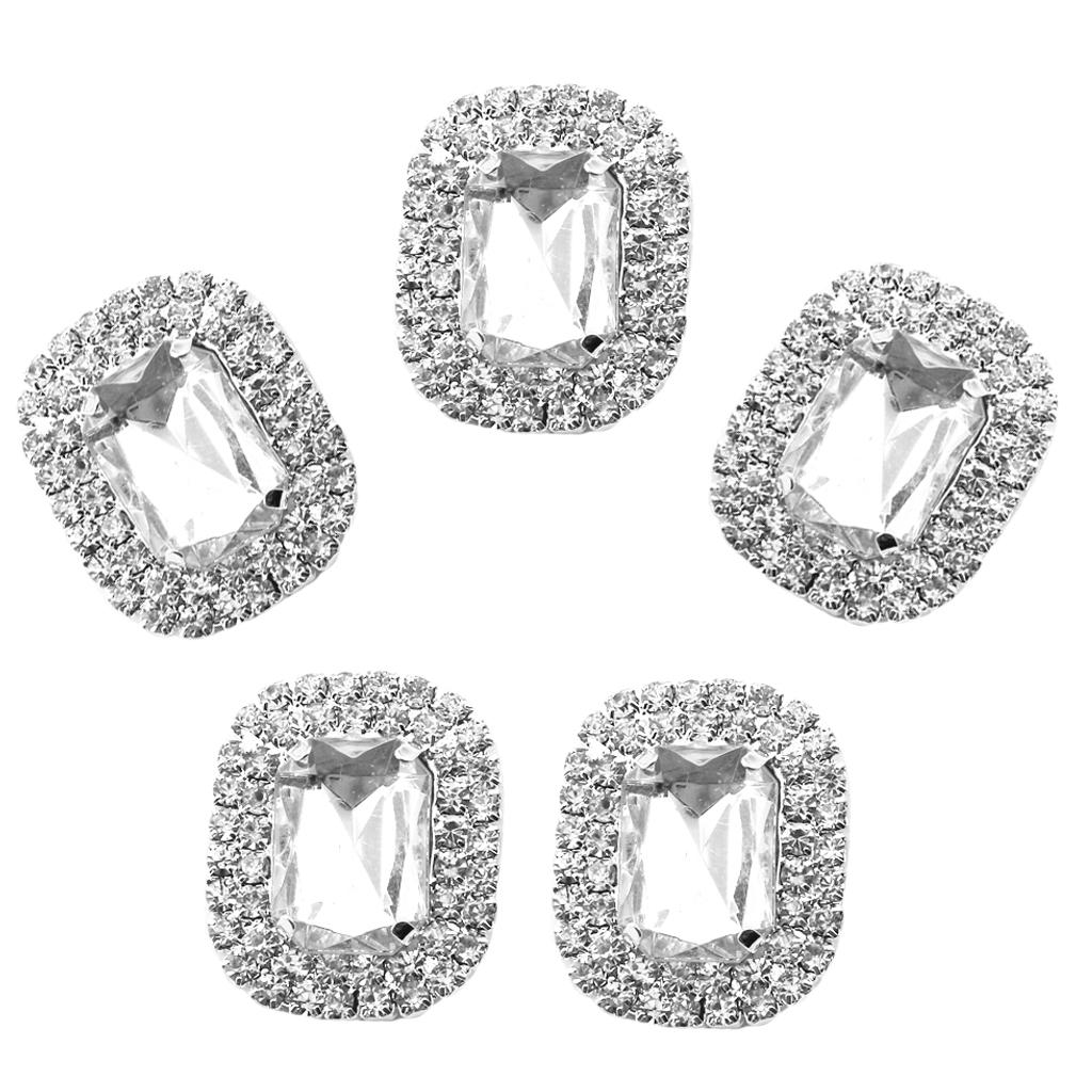 5pcs 30mm Crystal Rhinestone Buttons Pearl Flower Embellishments Buttons Flatback DIY Buckles for Wedding Jewelry Shoes Decor