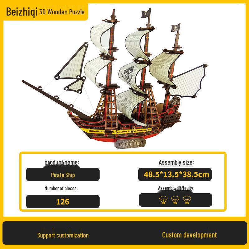 Beizhiqi 3D Wooden Sailing Boat Puzzle Model Toy