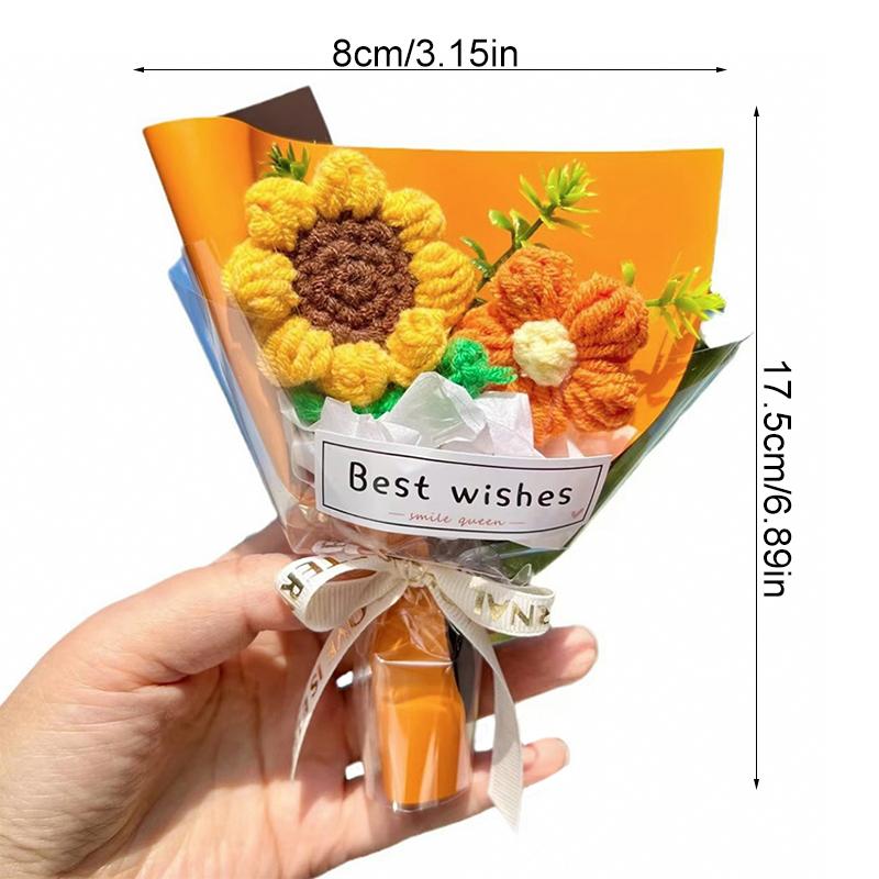 1 Stück Gestrickte Überraschung Simulation Bouquet Dekoration Satte Farben Schönheit Seidenblume Partys Segen Foto Requisite