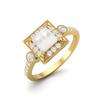 1.27 Cts Pearl Square Shape Solitaire 925 Sterling Silver Gold Vermeil Wedding Women Ring