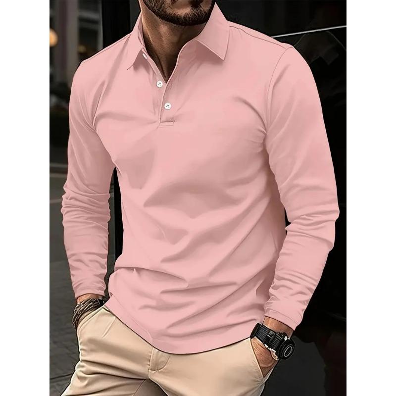 Purely Button-down Polo Shirt European and American Men's Daily Casual Lapel Long-sleeved Polo Jersey