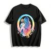 Watercolor Mother And Child Back Print Casual Adult Top Pure Cotton T-shirt