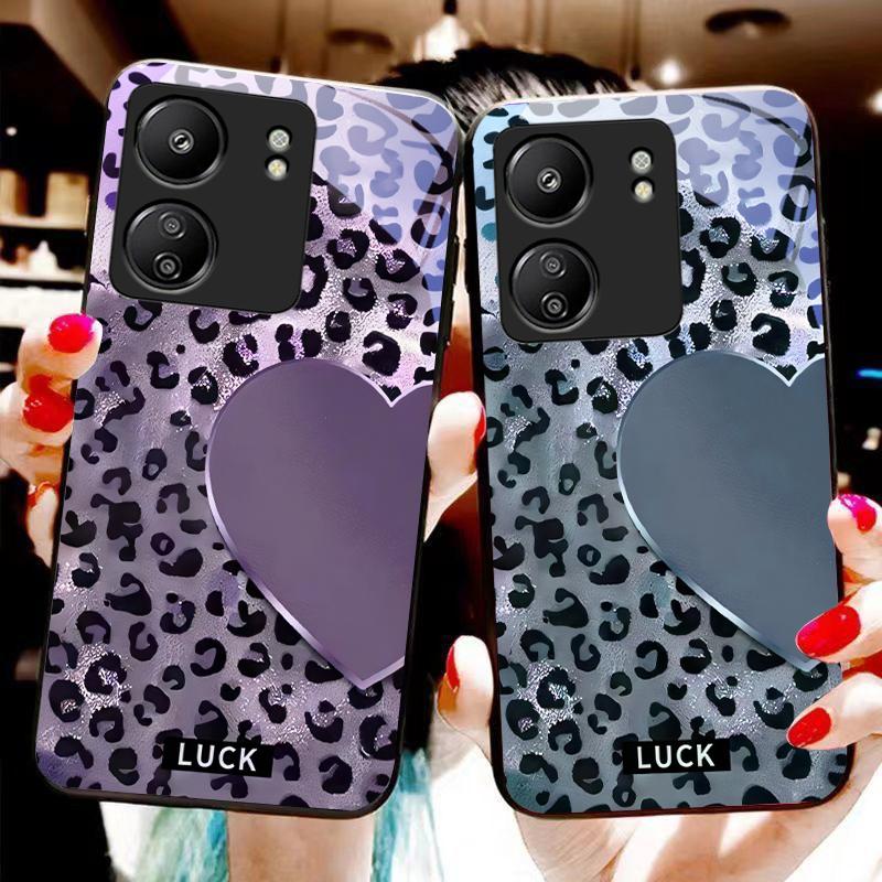 Speckled Love For Xiaomi Redmi 13C Note13 12 Pro Plus 5G Note 9 13T Pro POCO X6 F5 F6 Black Tempered Glass Phone Case