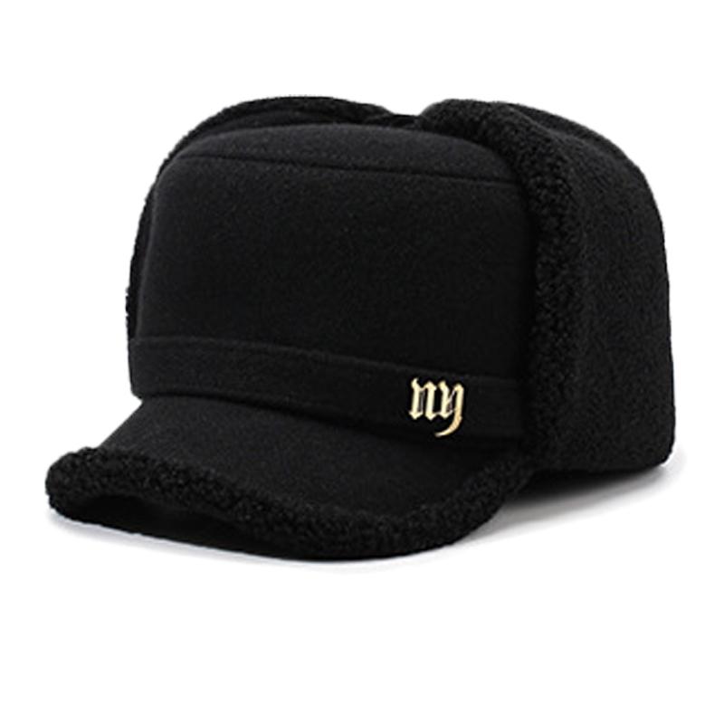 

Теплая шерстяная шапка-бомбер мужская для среднего и пожилого возраста зимняя шапка с защитой ушей мужская флисовая толстая шапка чёрный