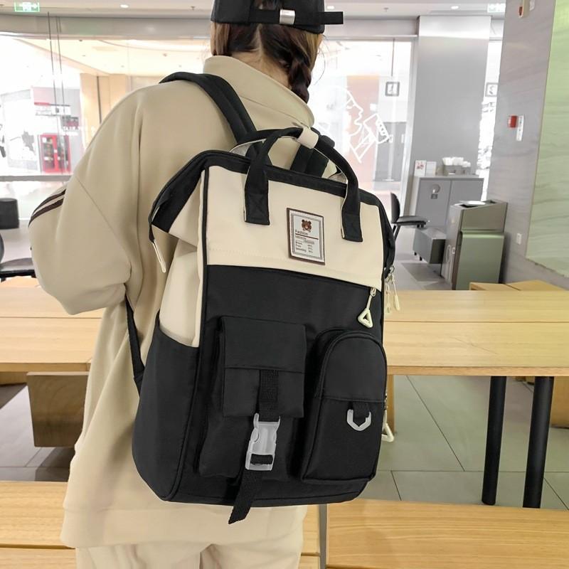 Bear Pattern Little Student Backpack With Multiple Compartments For Use School