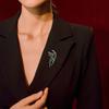 Spilla Gatto Forma Strass Stile Vintage Spilla da Petto Animale Dipinta a Mano Smalto Pin da Bavero Accessori Gioielli Abbigliamento
