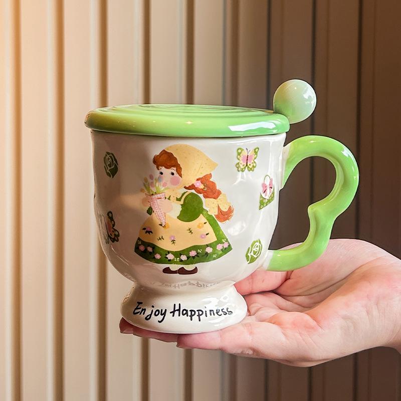 Geburtstagsgeschenke für Mädchen, niedliche Retro-Keramiktassen mit Deckel, Wassergläser, Freundinnen und Freunde, Geschenkboxen.