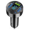 66W Car Super Fast Charger with 4 USB Ports LED Display Real-time Battery Monitoring PD QC3.0 2.4A Car Charger for Phone Tablet